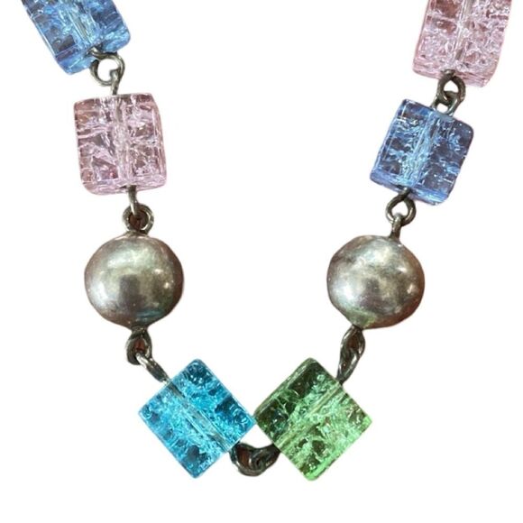 Cubed Square Sterling Silver Fold Over Clasp Bracelet - Picture 8 of 14